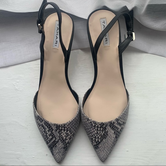 Snakeprint Pointed Toe Kitten Heel - Picture 2 of 5